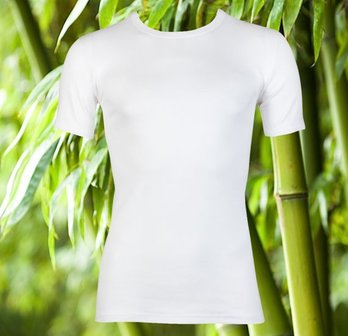 Bamboe T-shirt met ronde hals en K.M. Wit
