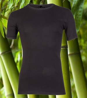 Bamboe T-shirt met ronde hals en K.M. Zwart