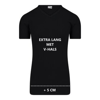 Heren T-shirt EXTRA LANG met V-hals M3000 Zwart