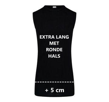 Mouwloos shirt EXTRA LANG met ronde hals M3000 Zwart