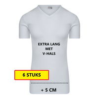 Heren T-shirt EXTRA LANG met V-hals M3000 Wit (6 stuks)